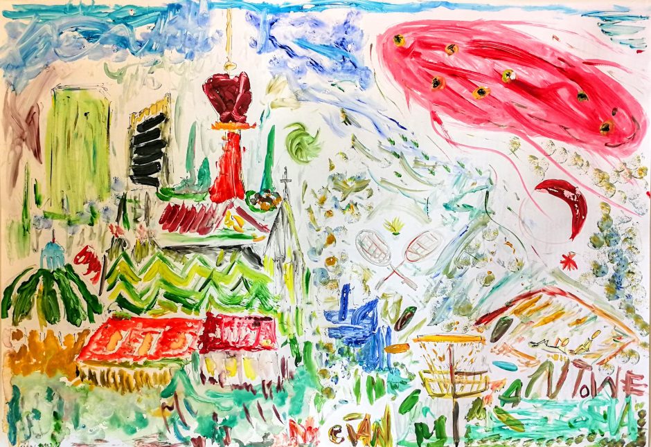 child's illustration of salmonella floating above Vienna